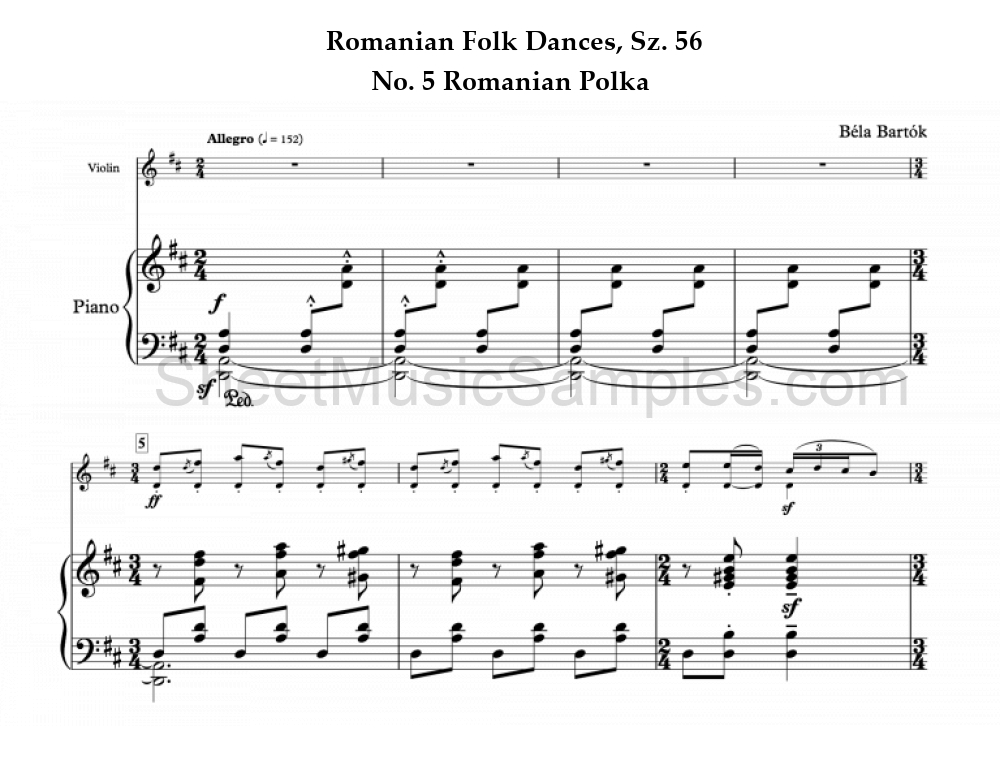 Romanian Folk Dances, Sz. 56 - No. 5 Romanian Polka