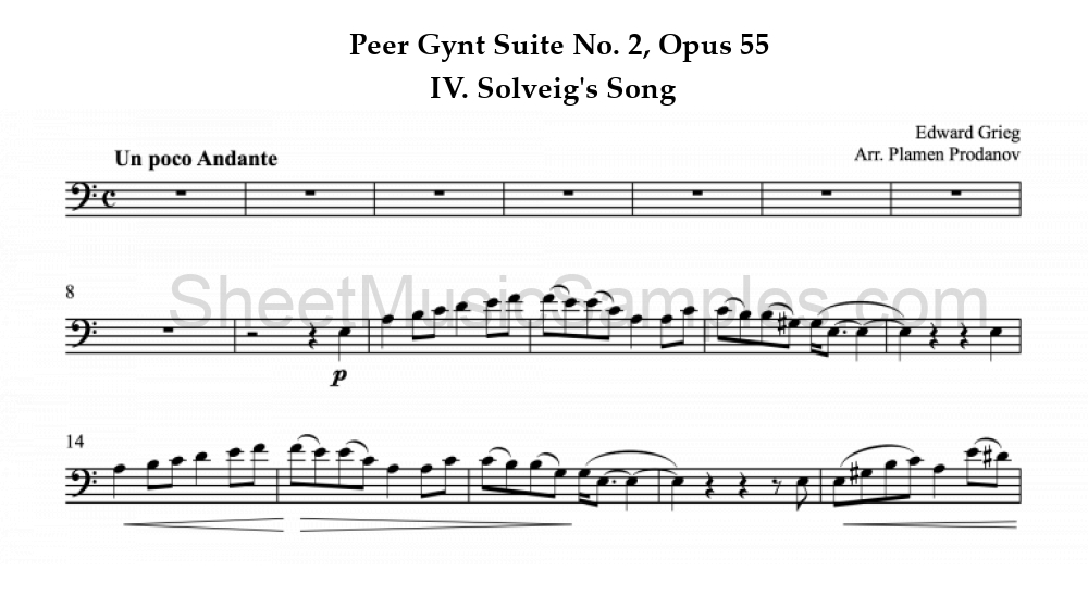 Peer Gynt Suite No. 2, Opus 55 - IV. Solveig's Song