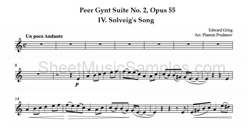 Peer Gynt Suite No. 2, Opus 55 - IV. Solveig's Song