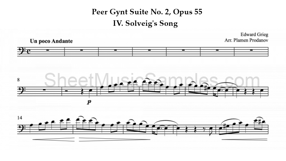 Peer Gynt Suite No. 2, Opus 55 - IV. Solveig's Song