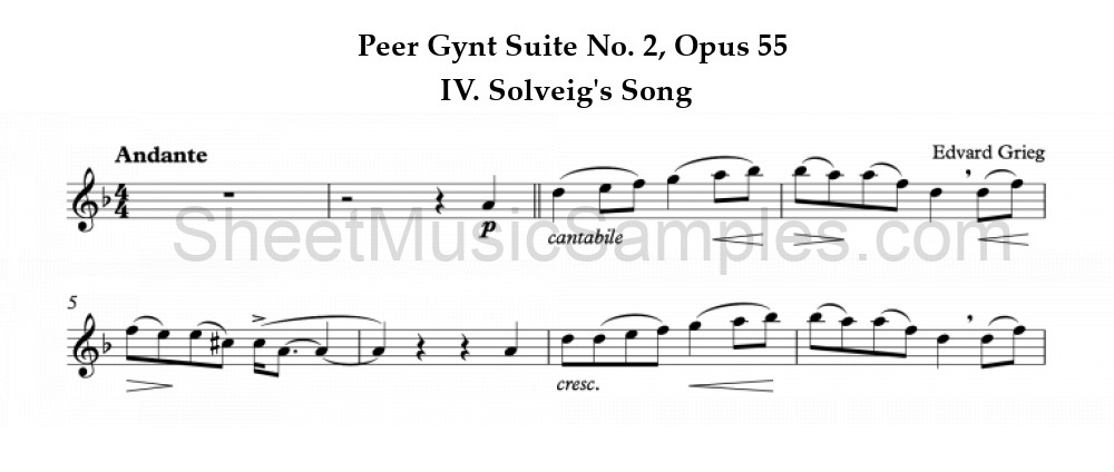 Peer Gynt Suite No. 2, Opus 55 - IV. Solveig's Song