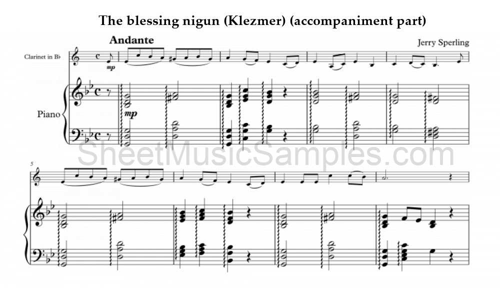 The blessing nigun (Klezmer) (accompaniment part)