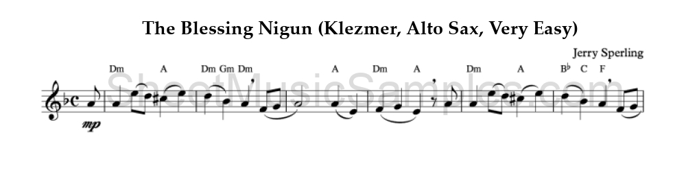 The Blessing Nigun (Klezmer, Alto Sax, Very Easy)