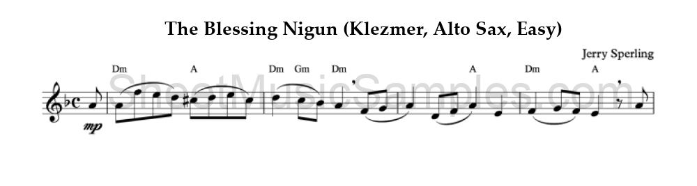 The Blessing Nigun (Klezmer, Alto Sax, Easy)