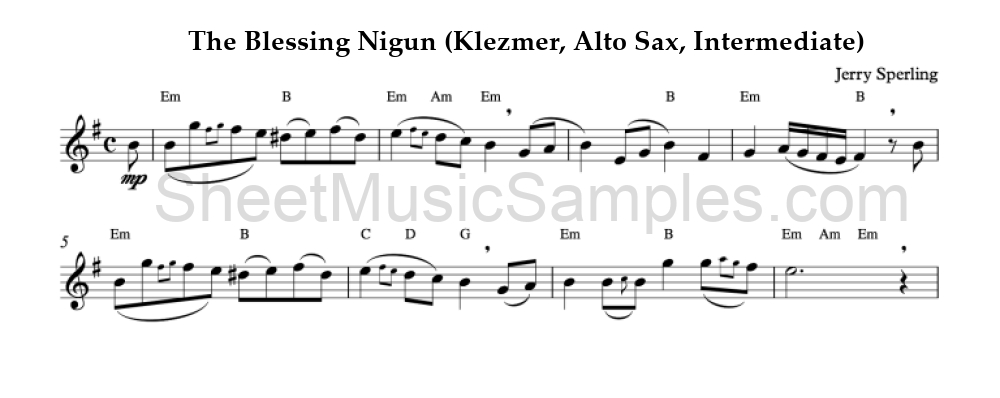 The Blessing Nigun (Klezmer, Alto Sax, Intermediate)