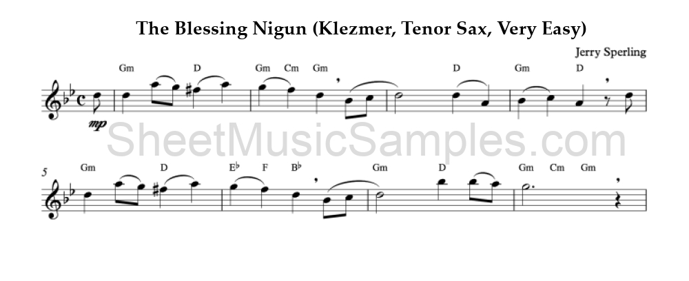 The Blessing Nigun (Klezmer, Tenor Sax, Very Easy)