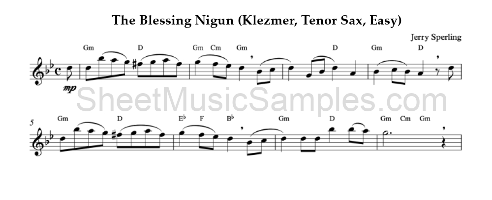 The Blessing Nigun (Klezmer, Tenor Sax, Easy)