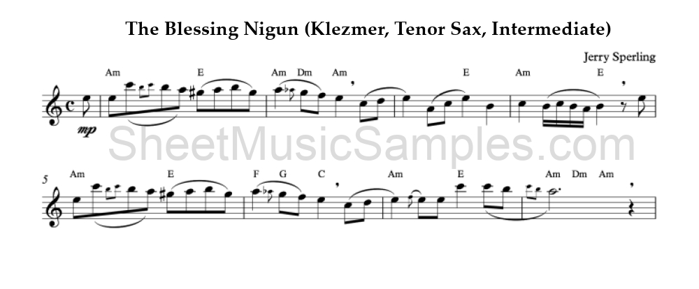 The Blessing Nigun (Klezmer, Tenor Sax, Intermediate)