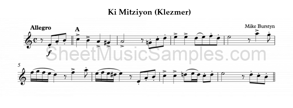 Ki Mitziyon (Klezmer)