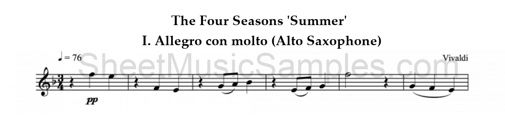 The Four Seasons 'Summer' - I. Allegro con molto (Alto Saxophone)