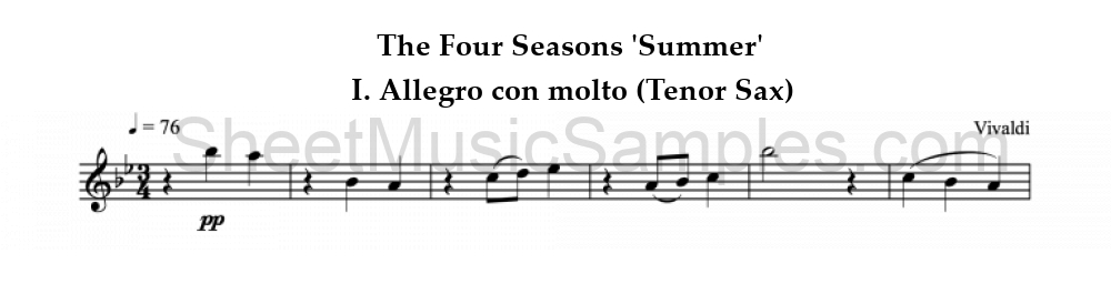 The Four Seasons 'Summer' - I. Allegro con molto (Tenor Sax)