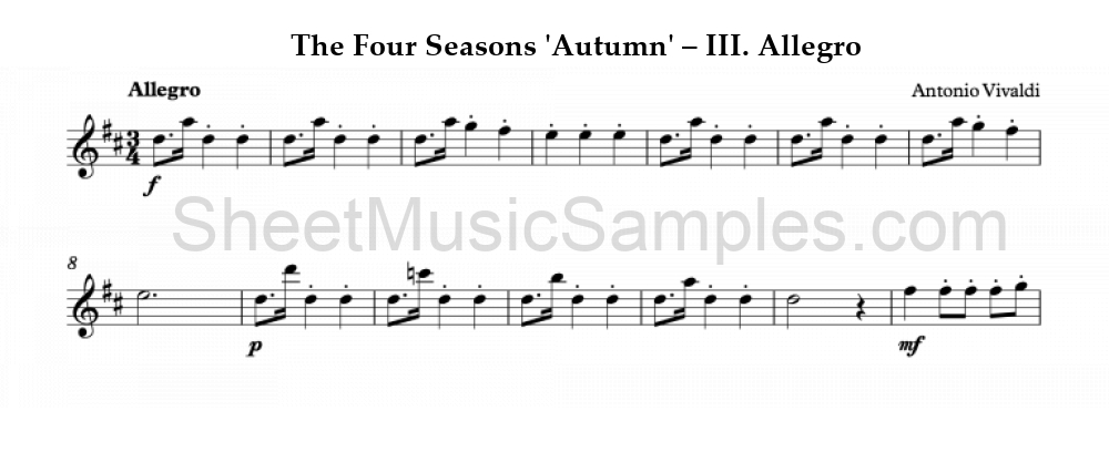 The Four Seasons 'Autumn' – III. Allegro