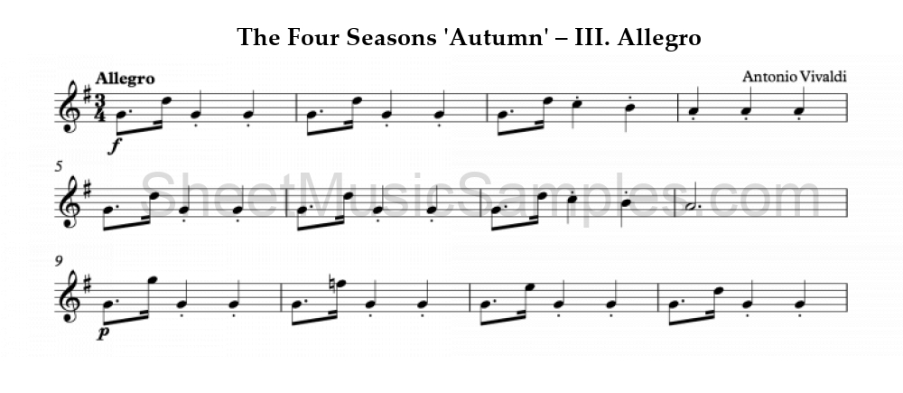 The Four Seasons 'Autumn' – III. Allegro