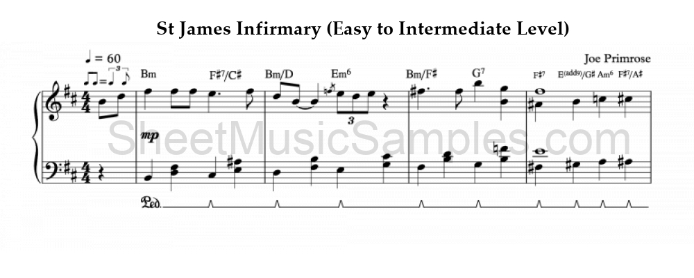 St James Infirmary (Easy to Intermediate Level)