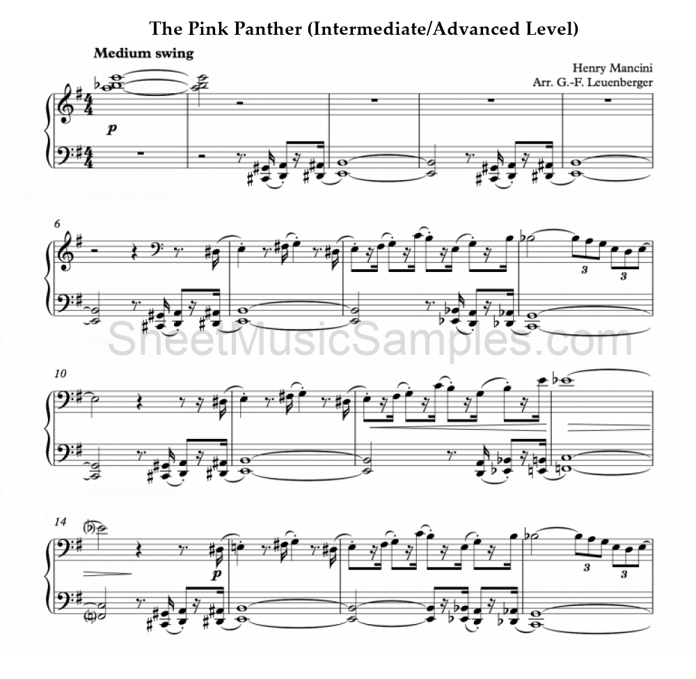 The Pink Panther (Intermediate/Advanced Level)