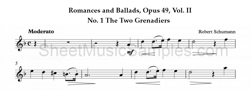 Romances and Ballads, Opus 49, Vol. II - No. 1 The Two Grenadiers