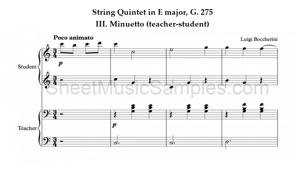 String Quintet in E major, G. 275 - III. Minuetto (teacher-student)