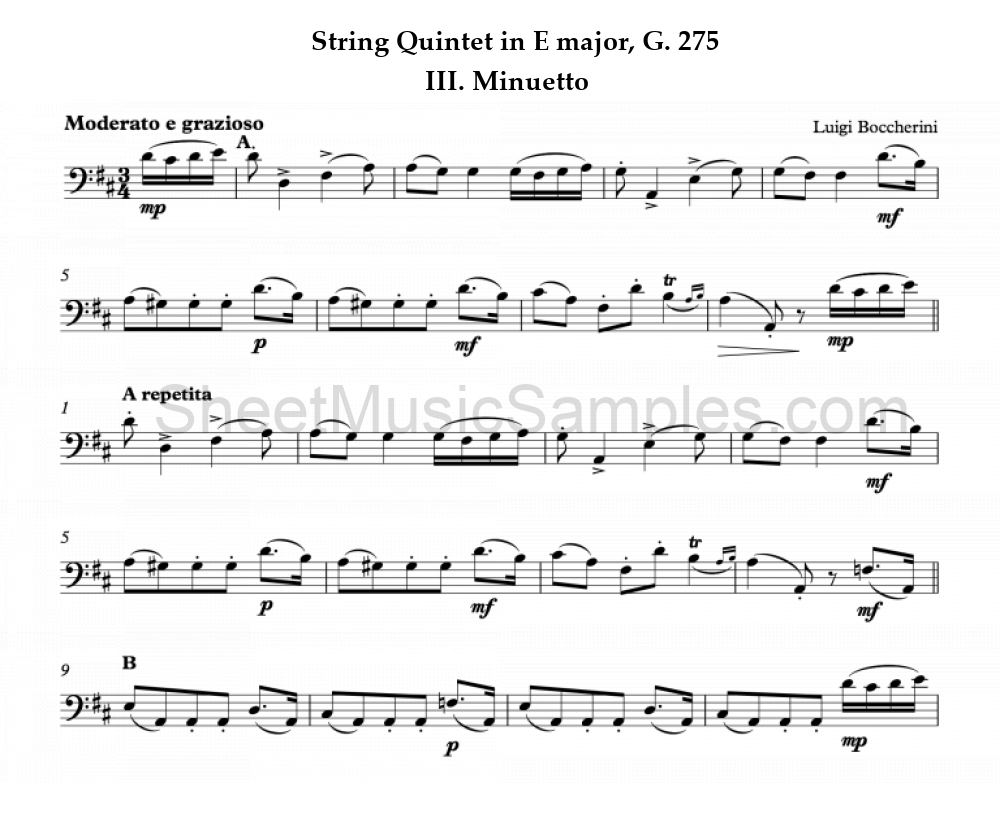 String Quintet in E major, G. 275 - III. Minuetto