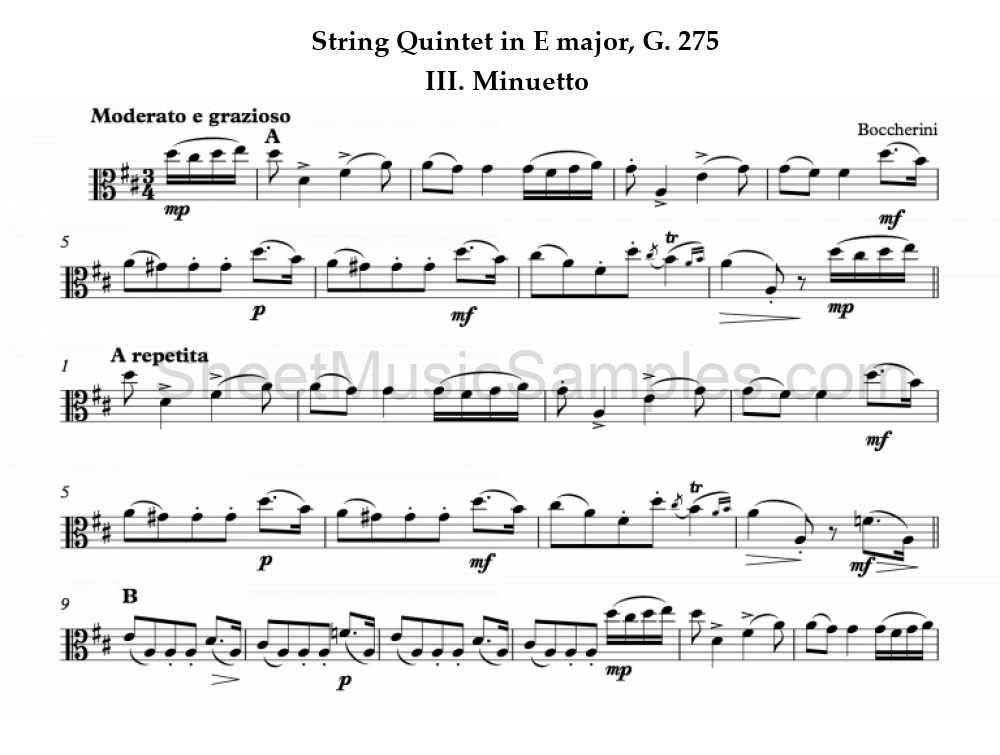 String Quintet in E major, G. 275 - III. Minuetto