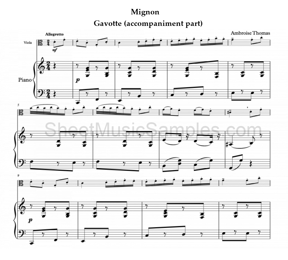 Mignon - Gavotte (accompaniment part)