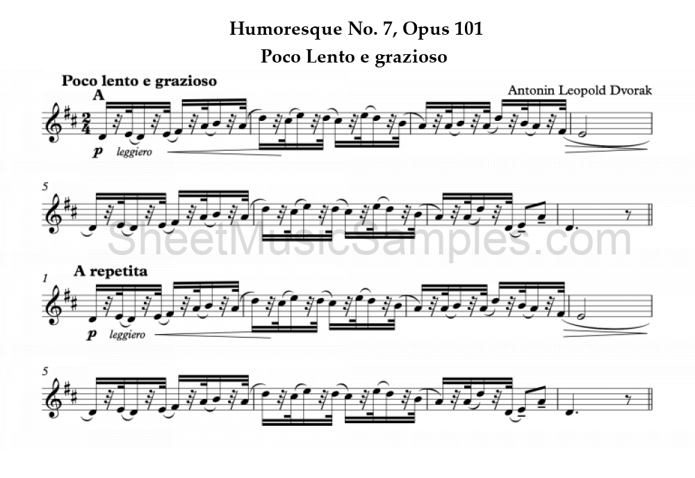 Humoresque No. 7, Opus 101 - Poco Lento e grazioso