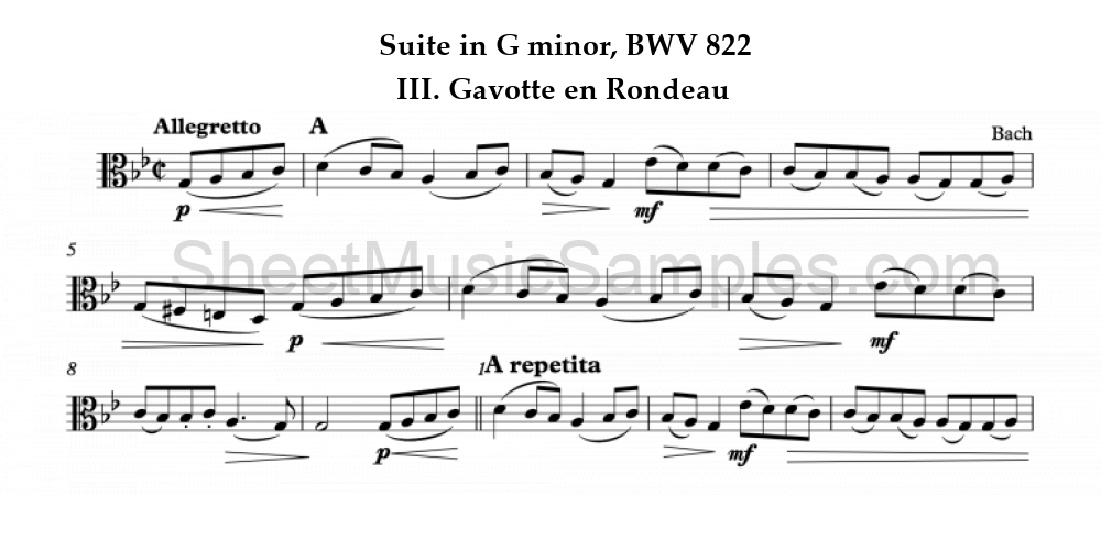 Suite in G minor, BWV 822 - III. Gavotte en Rondeau