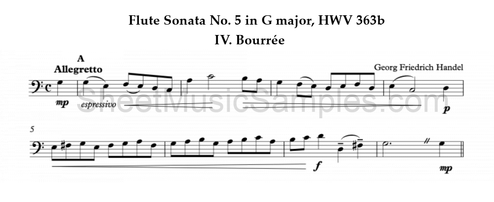 Flute Sonata No. 5 in G major, HWV 363b - IV. Bourrée