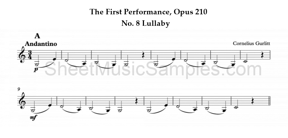 The First Performance, Opus 210 - No. 8 Lullaby