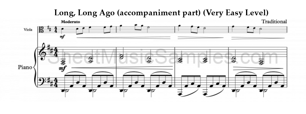 Long, Long Ago (accompaniment part) (Very Easy Level)