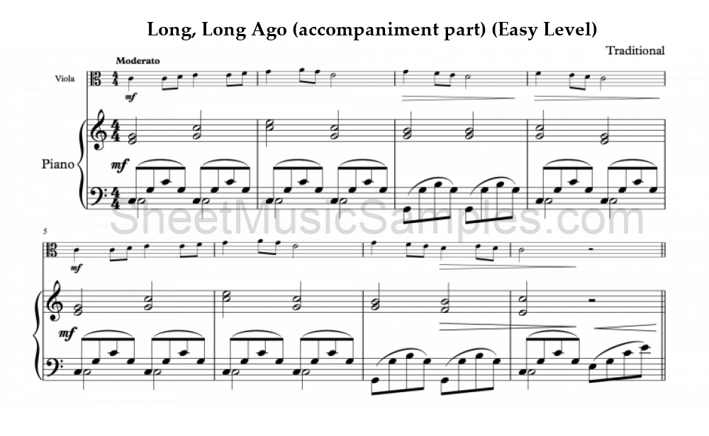 Long, Long Ago (accompaniment part) (Easy Level)