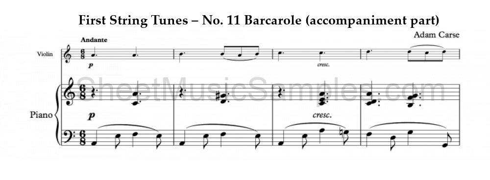 First String Tunes – No. 11 Barcarole (accompaniment part)