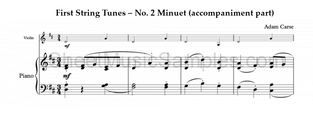 First String Tunes – No. 2 Minuet (accompaniment part)