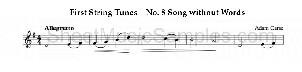 First String Tunes – No. 8 Song without Words