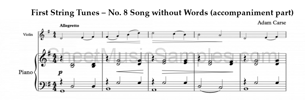 First String Tunes – No. 8 Song without Words (accompaniment part)