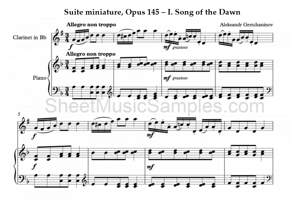 Suite miniature, Opus 145 – I. Song of the Dawn