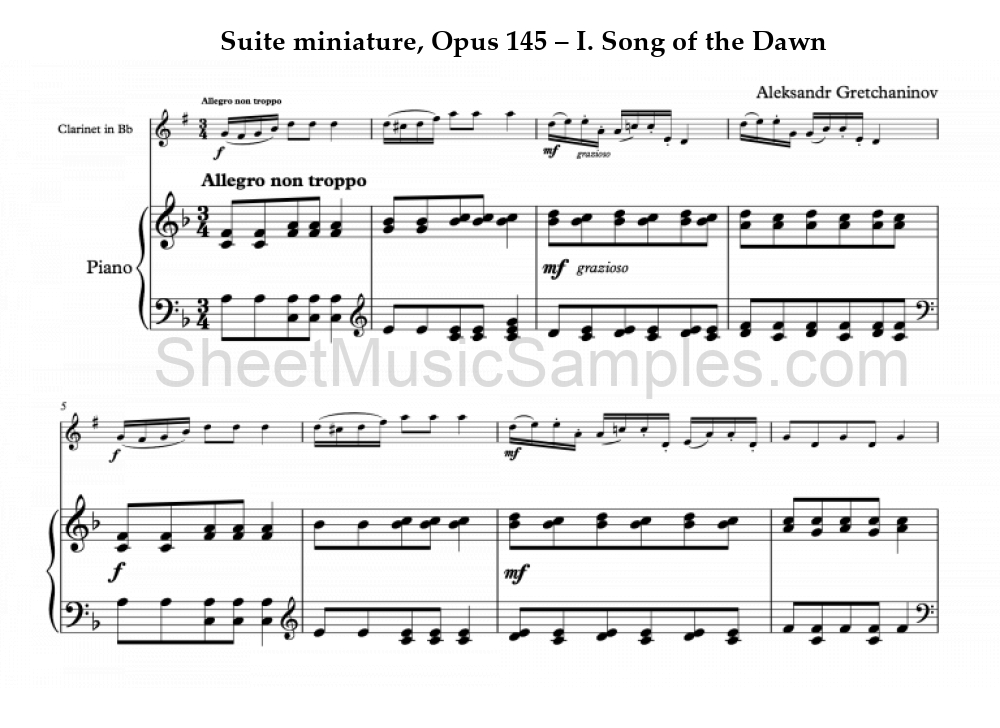 Suite miniature, Opus 145 – I. Song of the Dawn