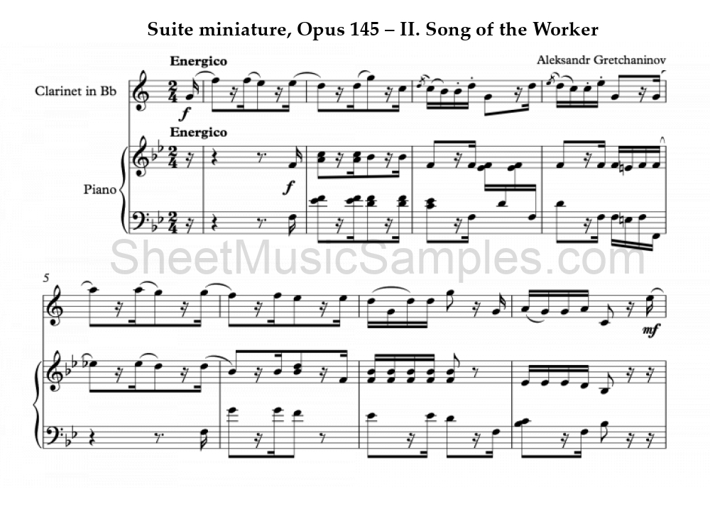 Suite miniature, Opus 145 – II. Song of the Worker