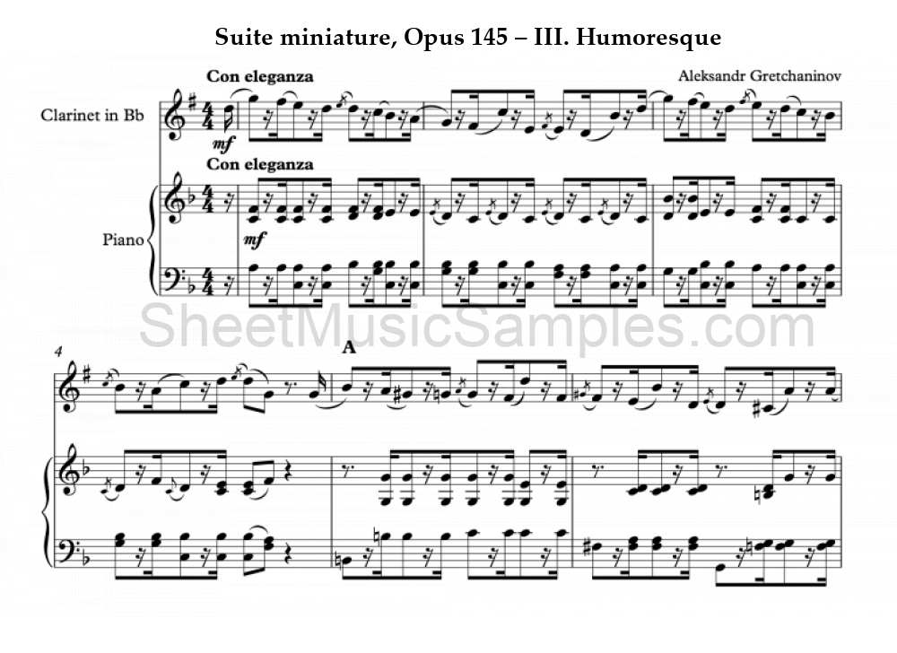 Suite miniature, Opus 145 – III. Humoresque