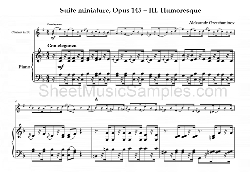 Suite miniature, Opus 145 – III. Humoresque