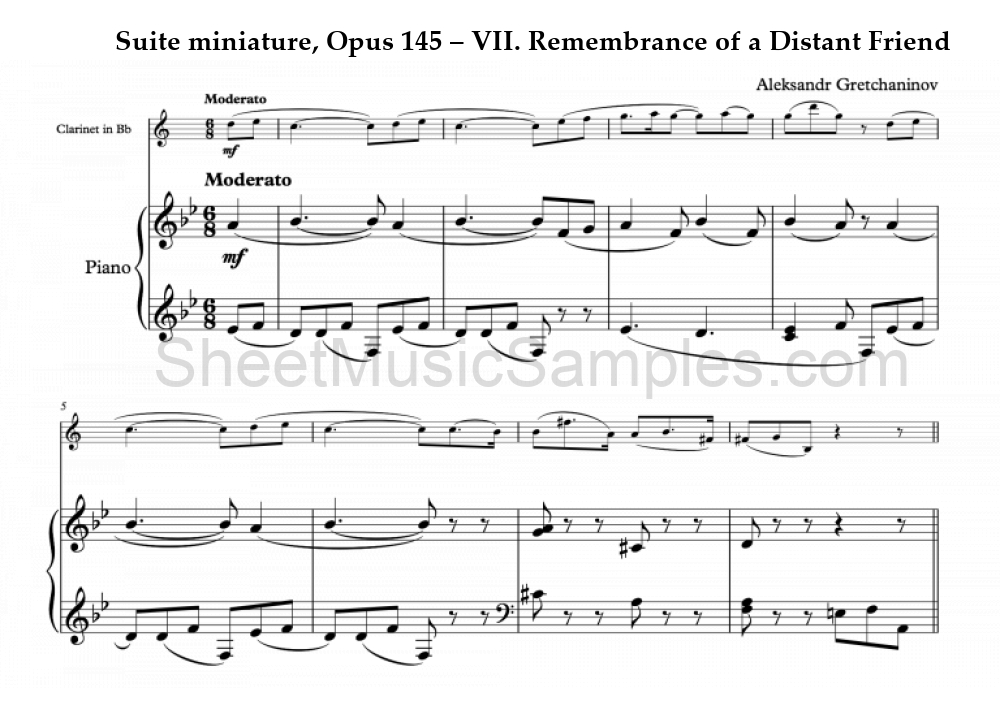 Suite miniature, Opus 145 – VII. Remembrance of a Distant Friend