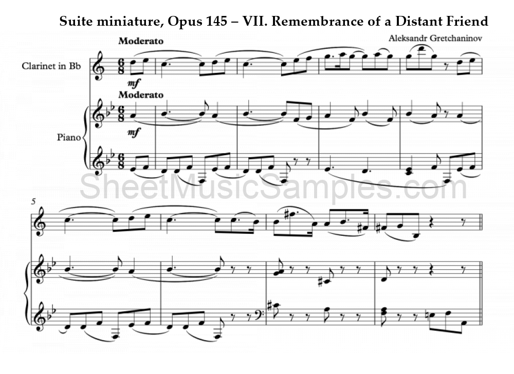 Suite miniature, Opus 145 – VII. Remembrance of a Distant Friend