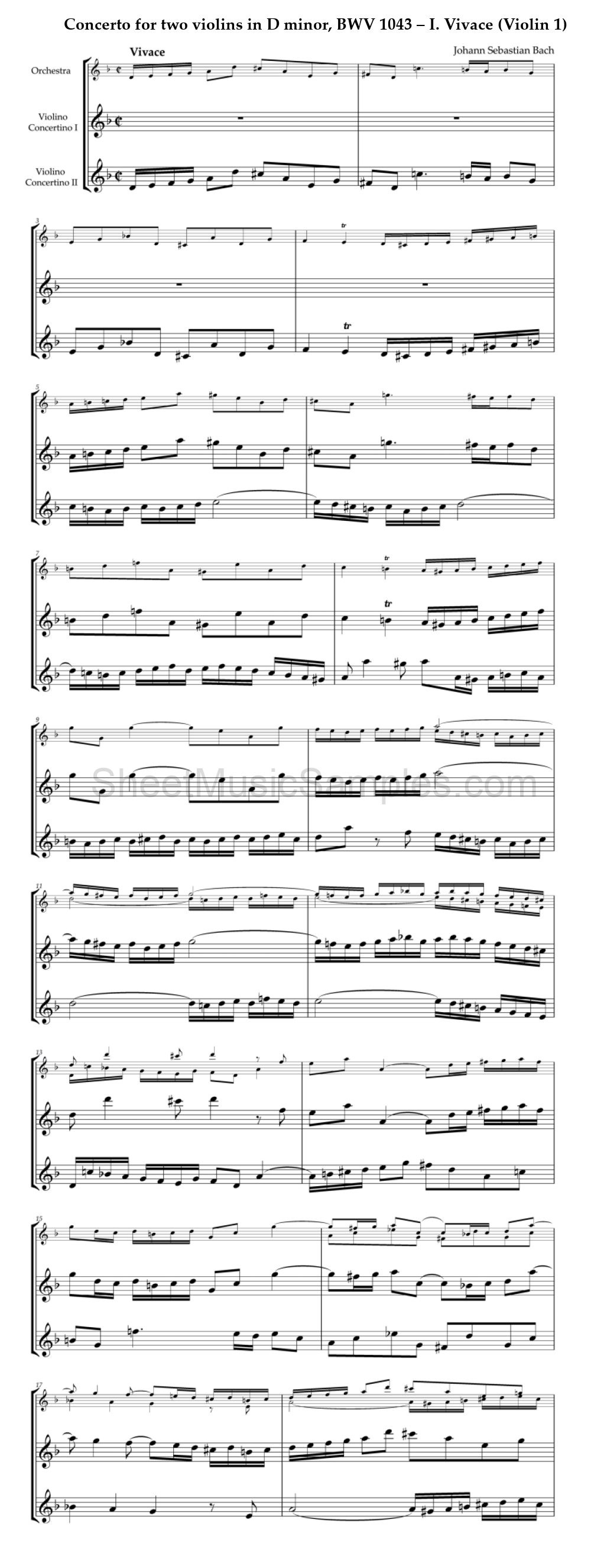 Concerto for two violins in D minor, BWV 1043 – I. Vivace (Violin 1)