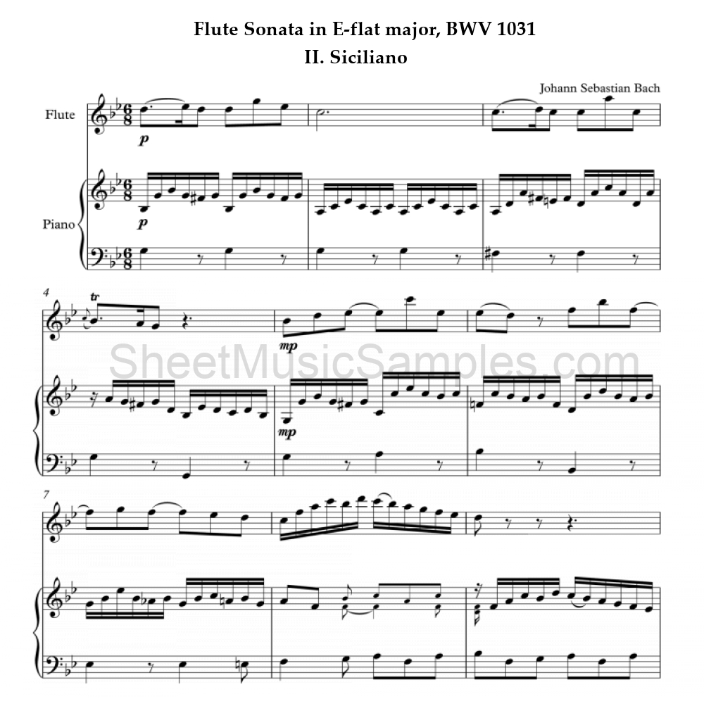 Flute Sonata in E-flat major, BWV 1031 - II. Siciliano