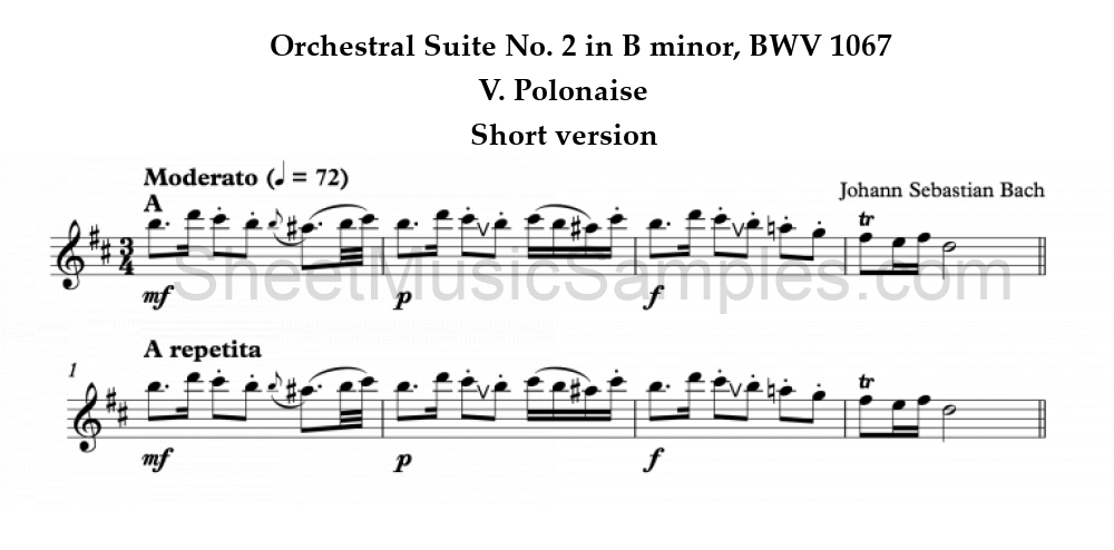 Orchestral Suite No. 2 in B minor, BWV 1067 - V. Polonaise - Short version