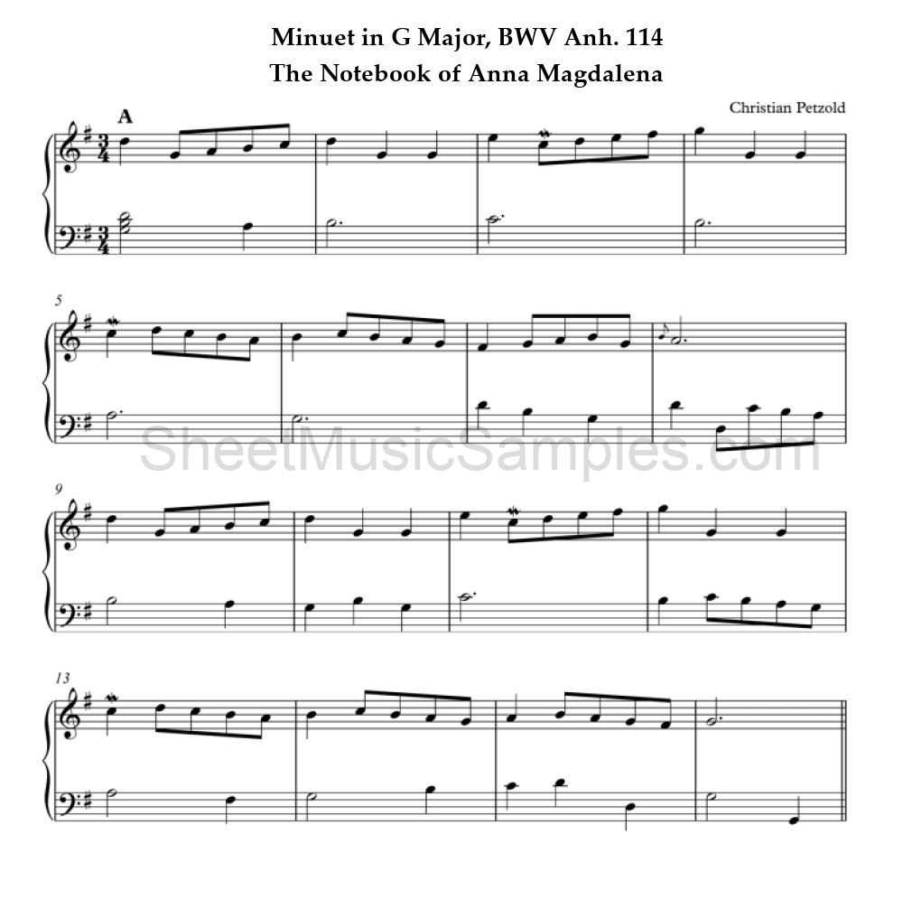 Minuet in G Major, BWV Anh. 114 - The Notebook of Anna Magdalena