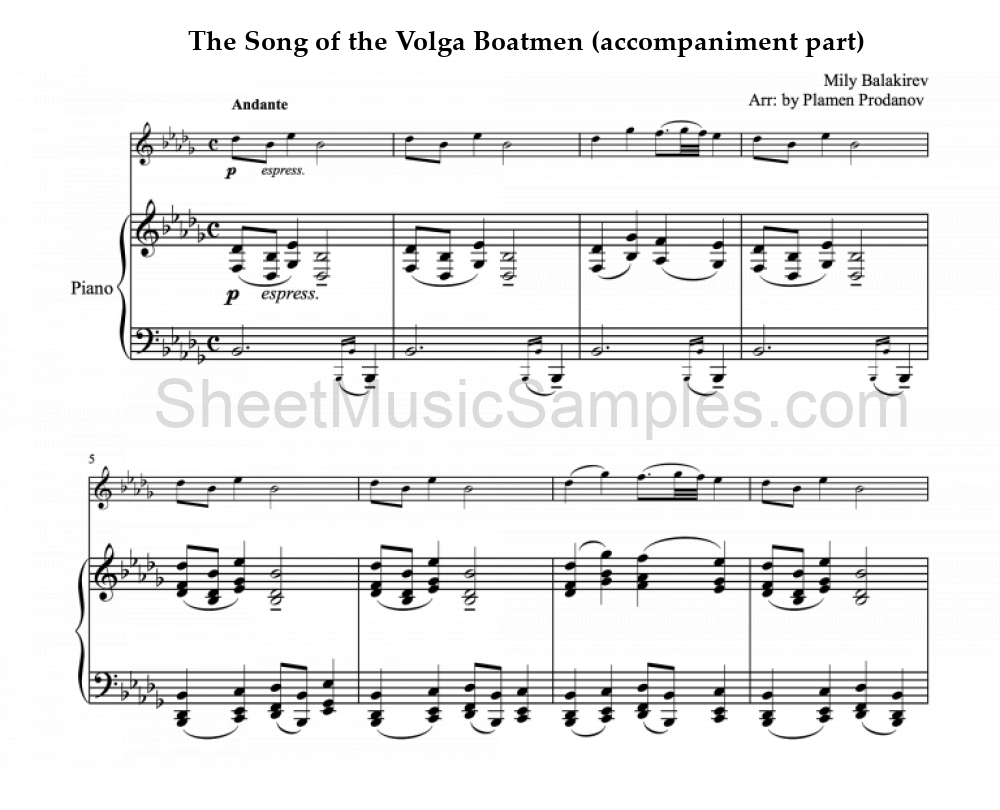 The Song of the Volga Boatmen (accompaniment part)