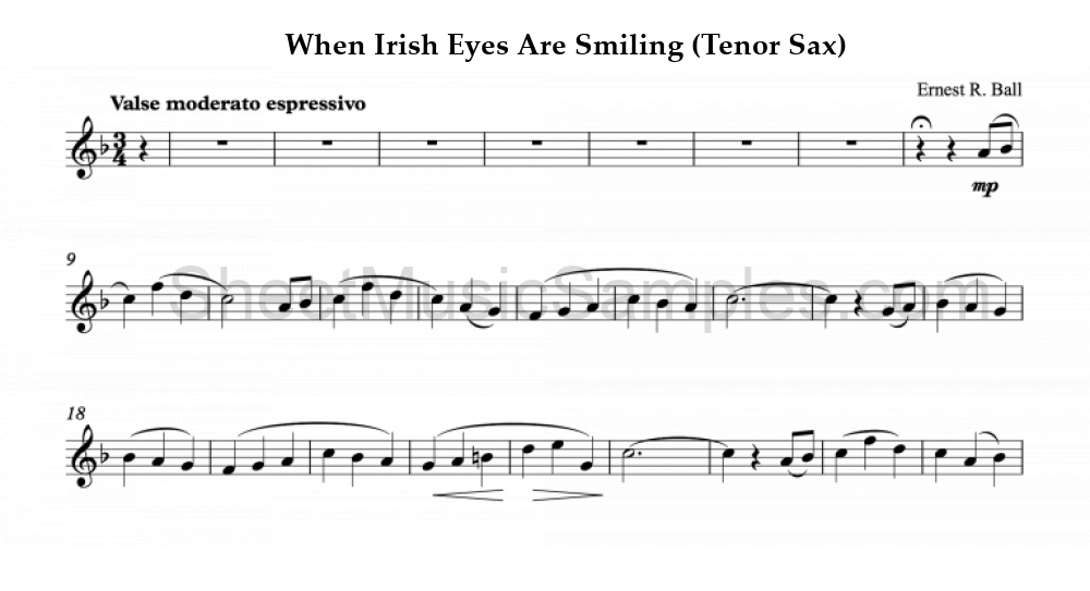 When Irish Eyes Are Smiling (Tenor Sax)