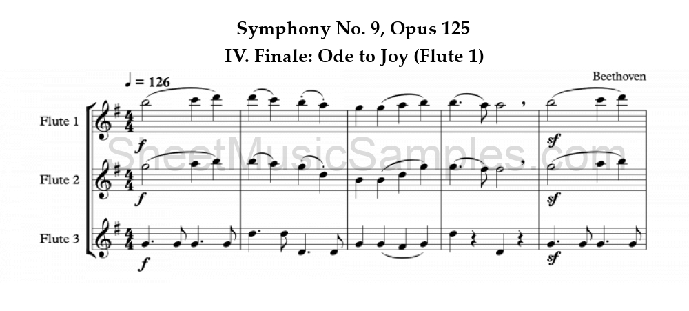 Symphony No. 9, Opus 125 - IV. Finale: Ode to Joy (Flute 1)