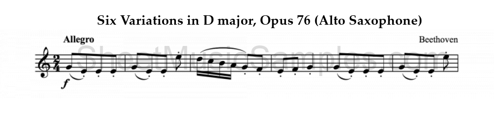 Six Variations in D major, Opus 76 (Alto Saxophone)