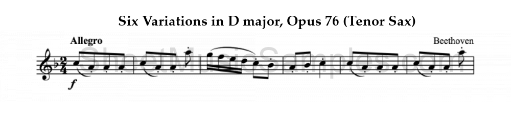 Six Variations in D major, Opus 76 (Tenor Sax)